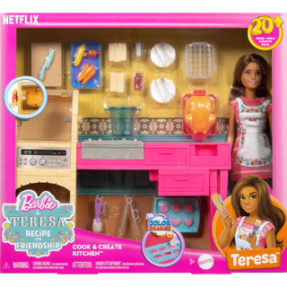 Cargue la imagen en el visor de la galería, Barbie family pop teresa recept voor vriendschap en keukenspeelset