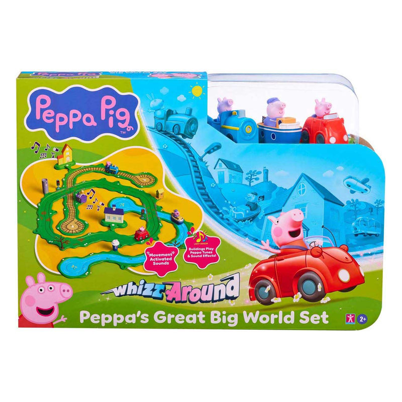 Afbeelding laden in galerijviewer, Gear2play peppa pig whizz around - peppa’s grote wijde wereld speelset - modulaire rijbaan voor whizz around voertuigen - interactief met muziek en geluid