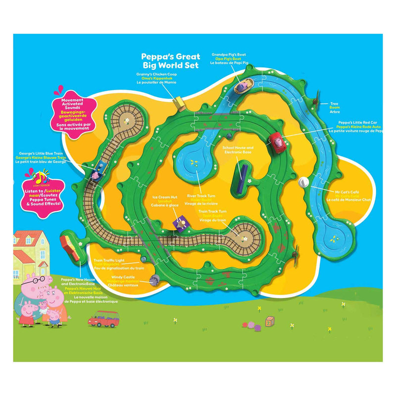 Afbeelding laden in galerijviewer, Gear2play peppa pig whizz around - peppa’s grote wijde wereld speelset - modulaire rijbaan voor whizz around voertuigen - interactief met muziek en geluid
