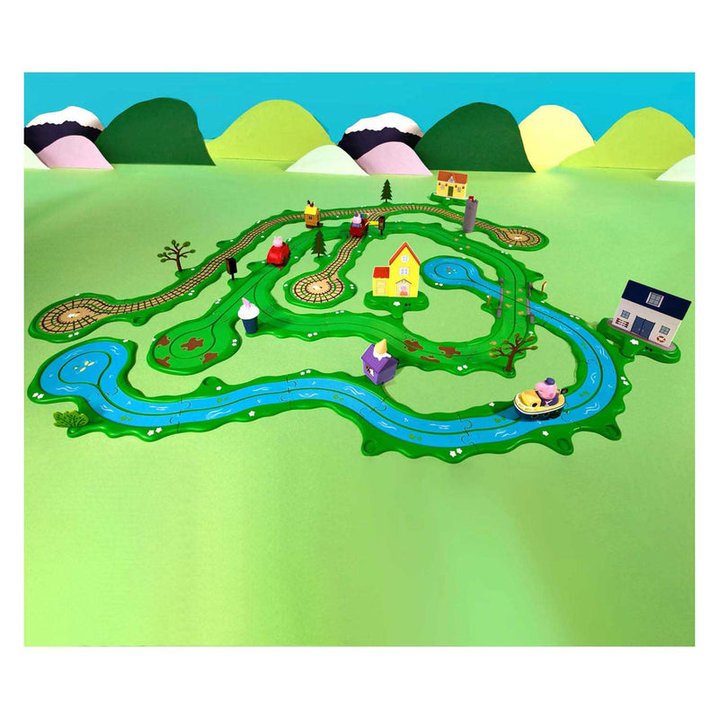 Afbeelding laden in galerijviewer, Gear2play peppa pig whizz around - peppa’s grote wijde wereld speelset - modulaire rijbaan voor whizz around voertuigen - interactief met muziek en geluid