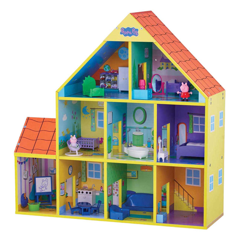 Cargue la imagen en el visor de la galería, Spectron peppa pig houten poppenhuis met 9 kamers