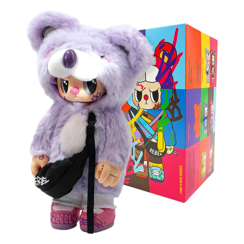Afbeelding laden in galerijviewer, Kimmon rebel bear blind box pluche - 'find a bag' serie - verzamelfiguren