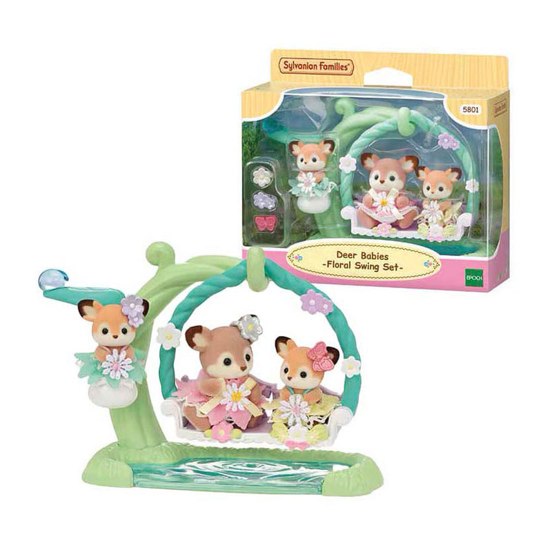 Load image into Gallery viewer, Sylvanian families 5801 baby hertjes en bloemen schommel