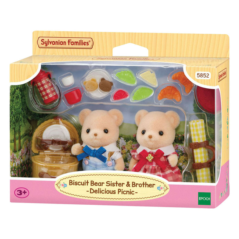 Afbeelding laden in galerijviewer, Sylvanian families 5853 biscuit beer zus en broer - picknick set