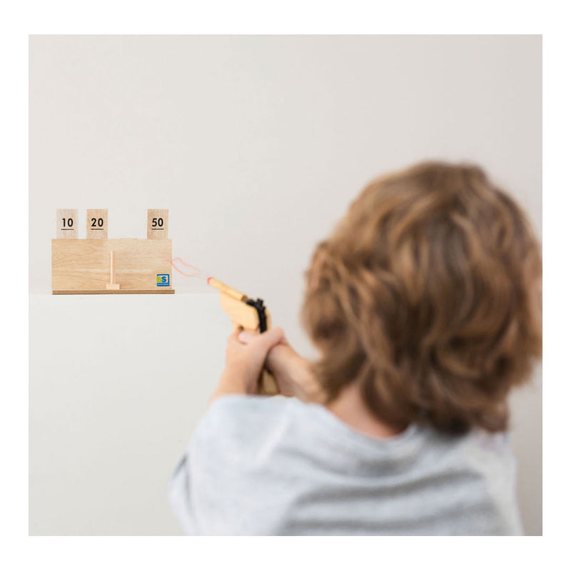 Load image into Gallery viewer, Bs toys houten schietspel met doelwit, 14dlg.