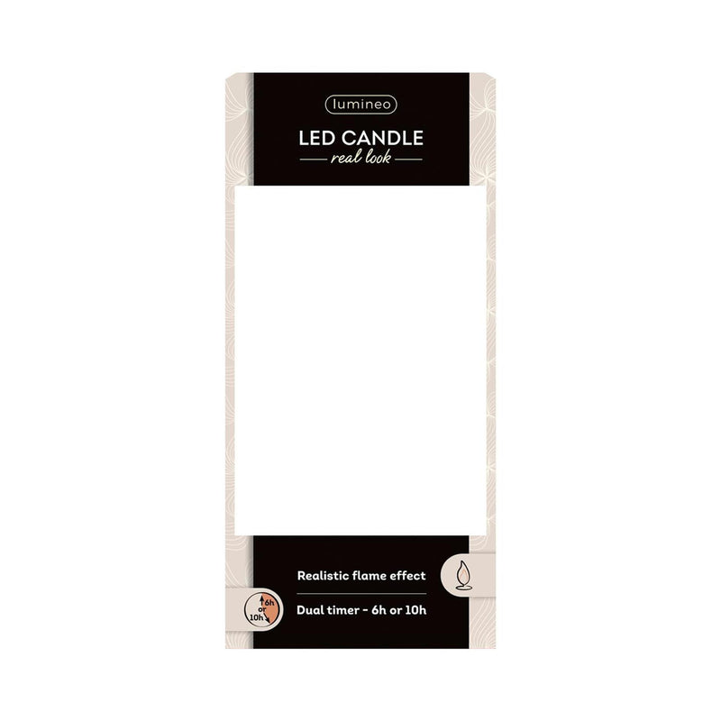 Afbeelding laden in galerijviewer, Lumineo realistische led kaars met wax pit en vlam effect ã˜7.5x20cm zwart met 6uur timer werkt op batterij