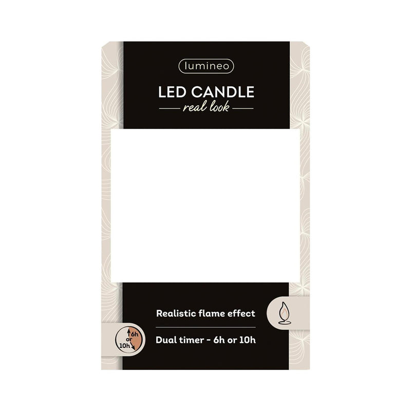 Afbeelding laden in galerijviewer, Lumineo realistische led kaars met wax pit en vlam effect ã˜7.5x9,5cm licht grijs met 6uur timer werkt op batterij