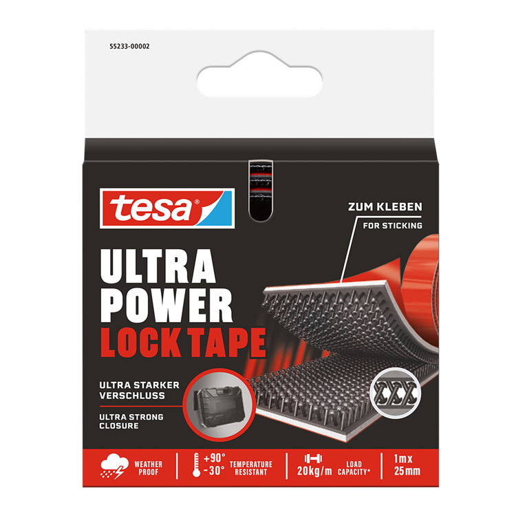 Afbeelding laden in galerijviewer, Tesa klittenband ultra power lock tape zelfklevend extreem sterk weerbestendig – 1m x 25mm