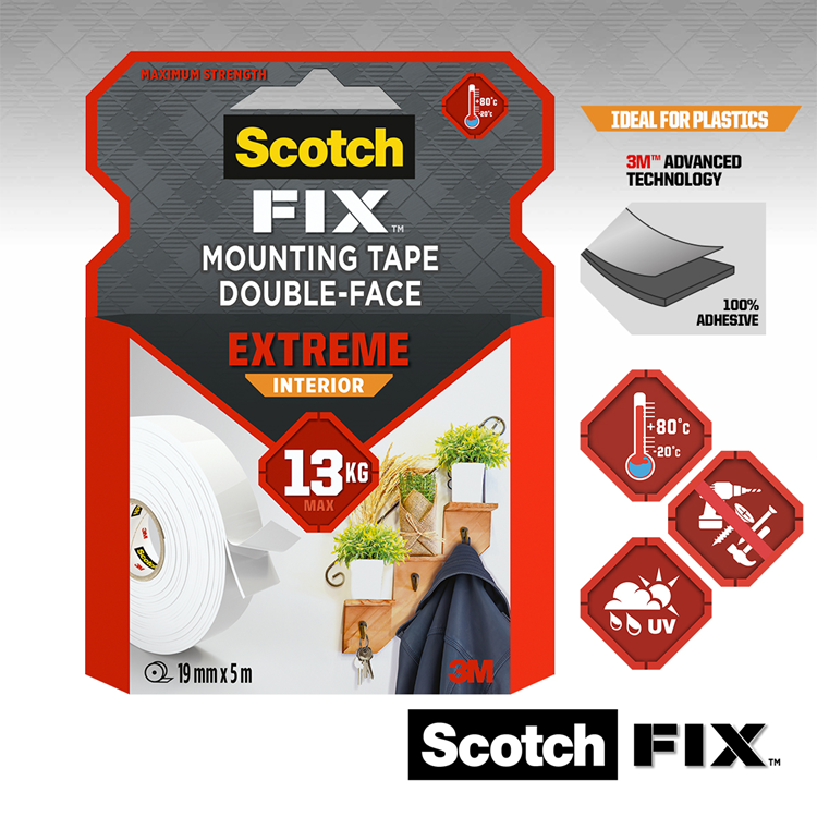 ギャラリービューアに画像をロードする, 3m 1071424 - scotch-fix extr interior mont.tape 19mmx5m, 1 rol pack | 12 stuks