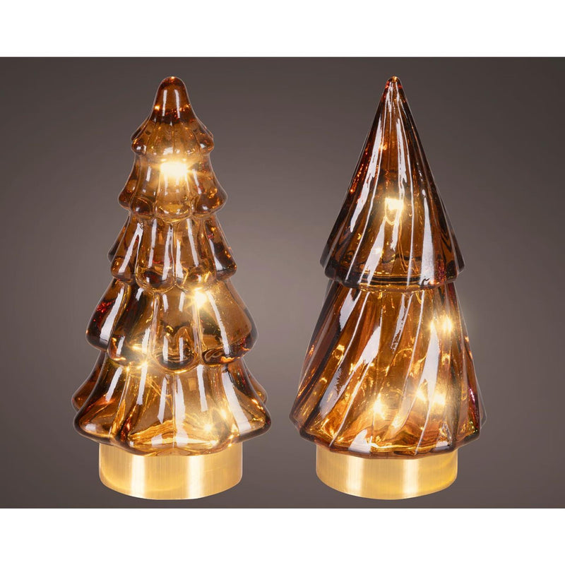ギャラリービューアに画像をロードする, Lumineo micro led kerstboom glas ã˜6x12.8cm bruin warm wit 2 assorti