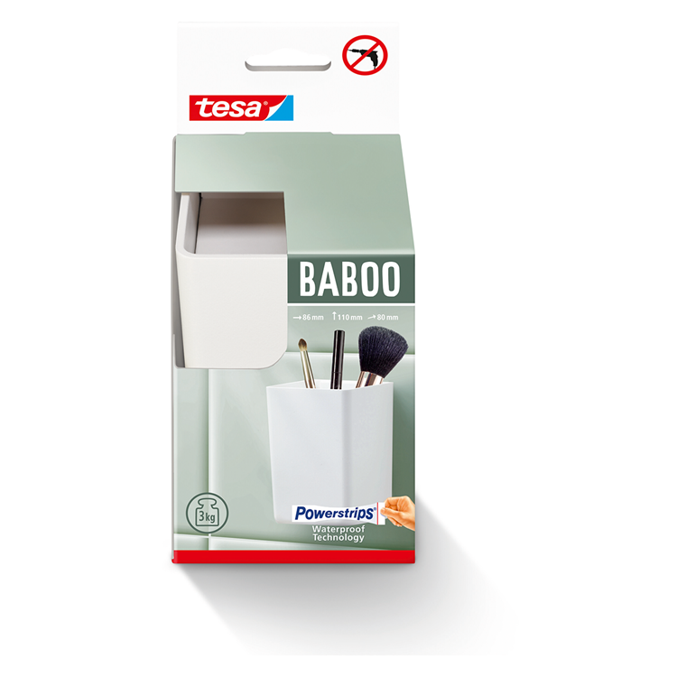 Afbeelding laden in galerijviewer, Tesa badkamerdoos baboo organizer zonder deksel wit zelfklevend zonder boren – 86x110x80mm