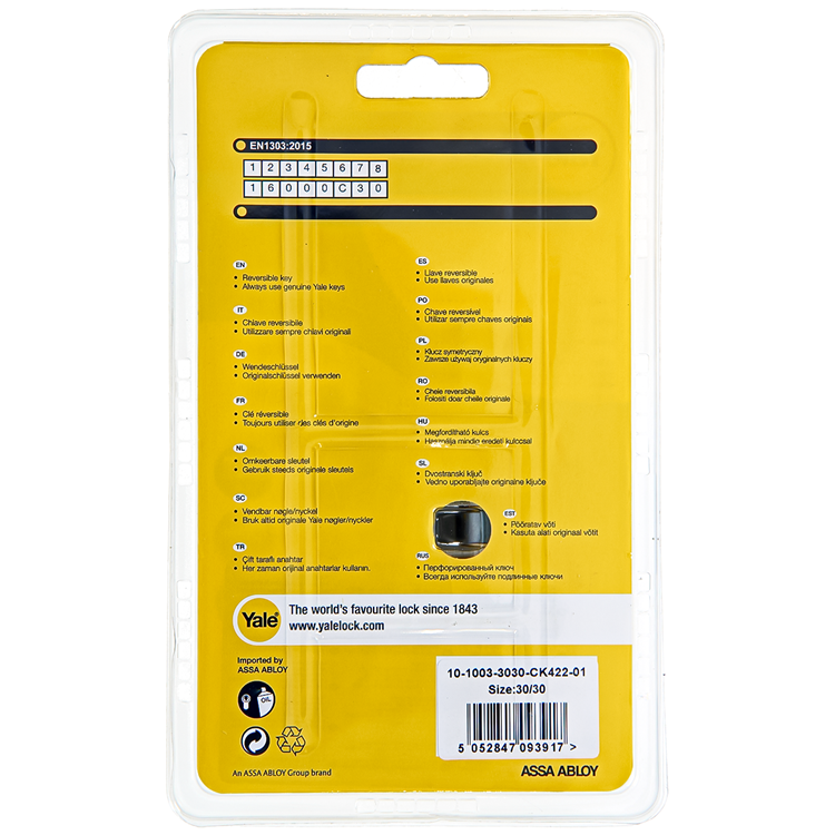 Afbeelding laden in galerijviewer, Yale 1060531 - knopcilinder 1000 mv 60mm(30 30) | 5 stuks