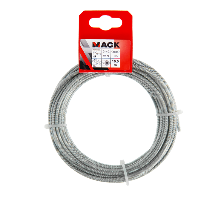 Afbeelding laden in galerijviewer, Mack 1015195 - staalkabel pvc mantel 6x7 10m 2-3mm wll 45 kg din en12385-4 | 5 stuks