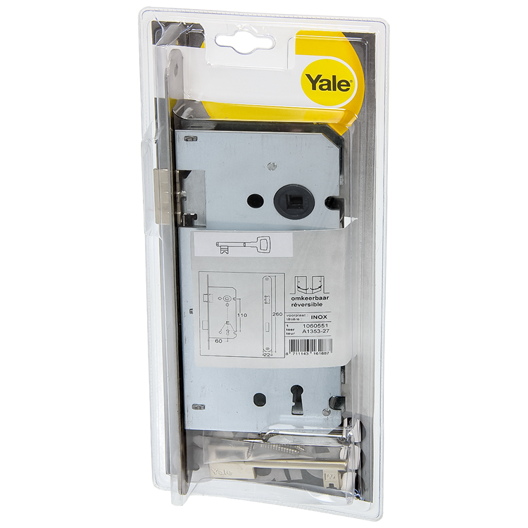 Afbeelding laden in galerijviewer, Yale 1060551 - insteekslot 110 60 l-r inox afgerond | 1 stuks
