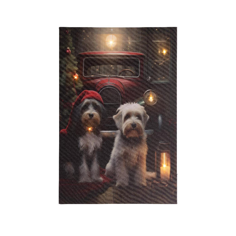 Chargez l'image dans la visionneuse de la galerie, Lumineo kerst canvas honden led 1,5x38x58cm warm wit