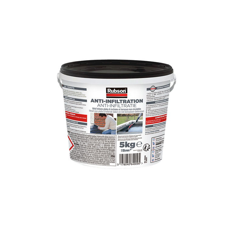 Afbeelding laden in galerijviewer, Rubson anti - infiltratie zwart 5kg | daken, funderingen en ingegraven materialen coating | silicone technologie gebaseerd voor maximale elasticiteit | duurzame coating en uv-bestendig | langdurige bescherming tegen vocht.
