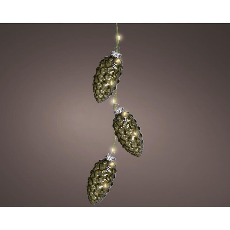 Afbeelding laden in galerijviewer, Lumineo strengverlichting dennenappel groen led 5,7x5,7x28cm warm wit