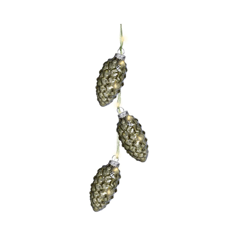Afbeelding laden in galerijviewer, Lumineo strengverlichting dennenappel groen led 5,7x5,7x28cm warm wit