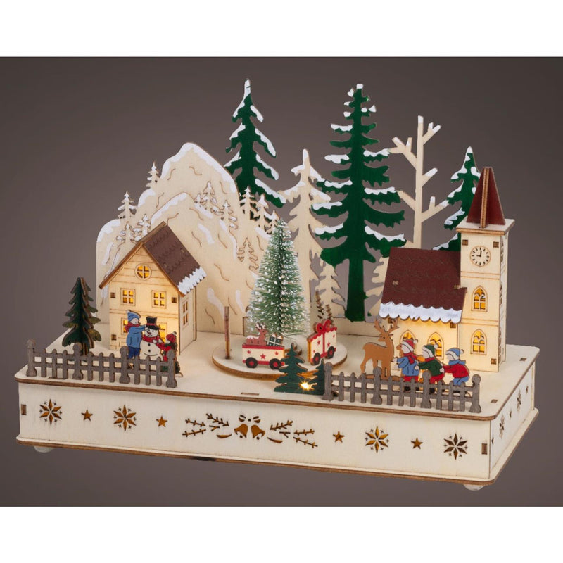 Afbeelding laden in galerijviewer, Lumineo kerstscene hout led 14x28x20cm warm wit