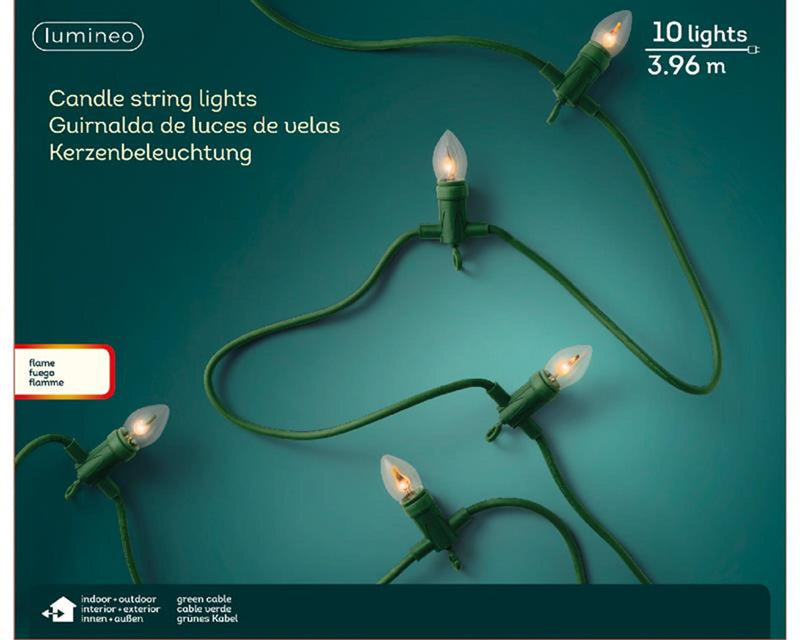 Chargez l'image dans la visionneuse de la galerie, Lumineo kaarsverlichting met vlam effect 10 lampen 396cm lang