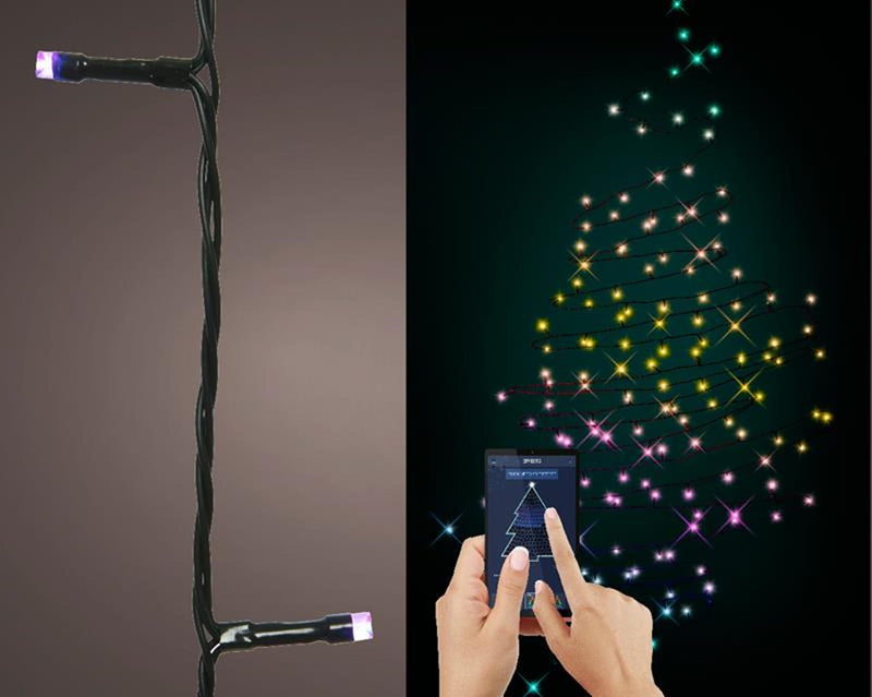 Afbeelding laden in galerijviewer, Lumineo verlichting met 200 leds bedienbaar via bluetooth app-dancing lights 1990cm multikleur alle kleuren van de regenboog incusief wit en warm wit