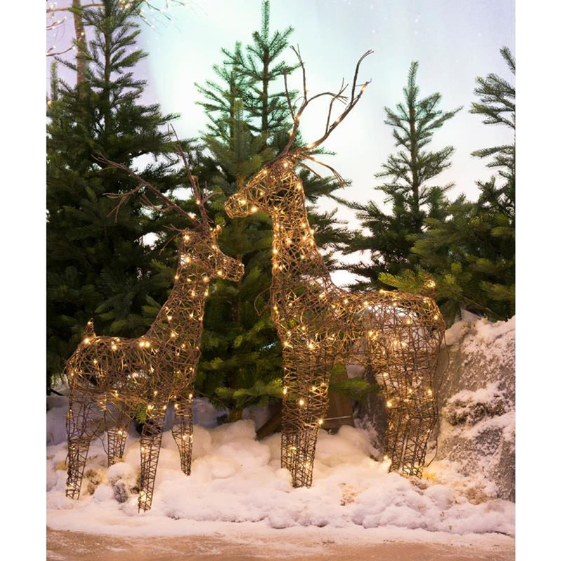 ギャラリービューアに画像をロードする, Lumineo verlichte beeld hert voor buiten bruin 46x13x69cm met 8 uurs timer