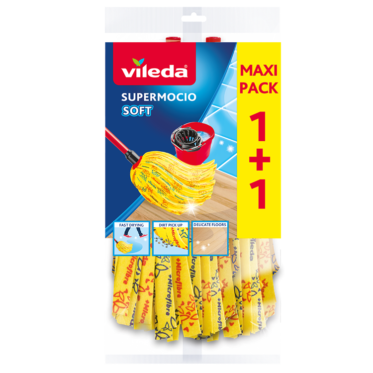 Laden Sie das Bild in Galerie -Viewer, Vileda supermocio soft microvezel-mop 2 stuks