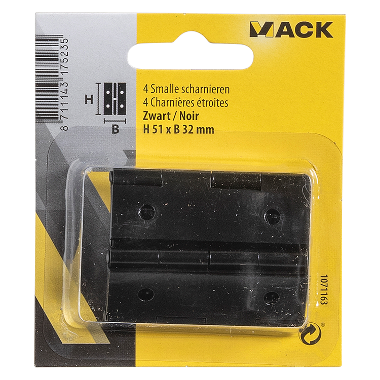 Chargez l'image dans la visionneuse de la galerie, Mack 1071163 - 4 smalle scharnieren zwart h 51 x b 32 mm | 5 stuks
