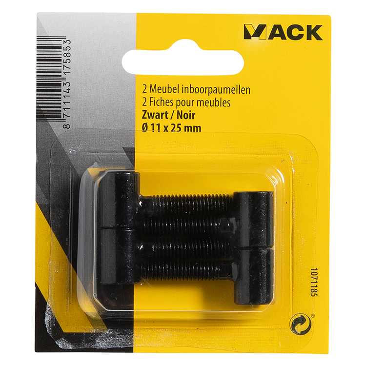 ギャラリービューアに画像をロードする, Mack 1071185 - 2 meubel inboorpaumellen zwart ø 11 x 25 mm | 5 stuks