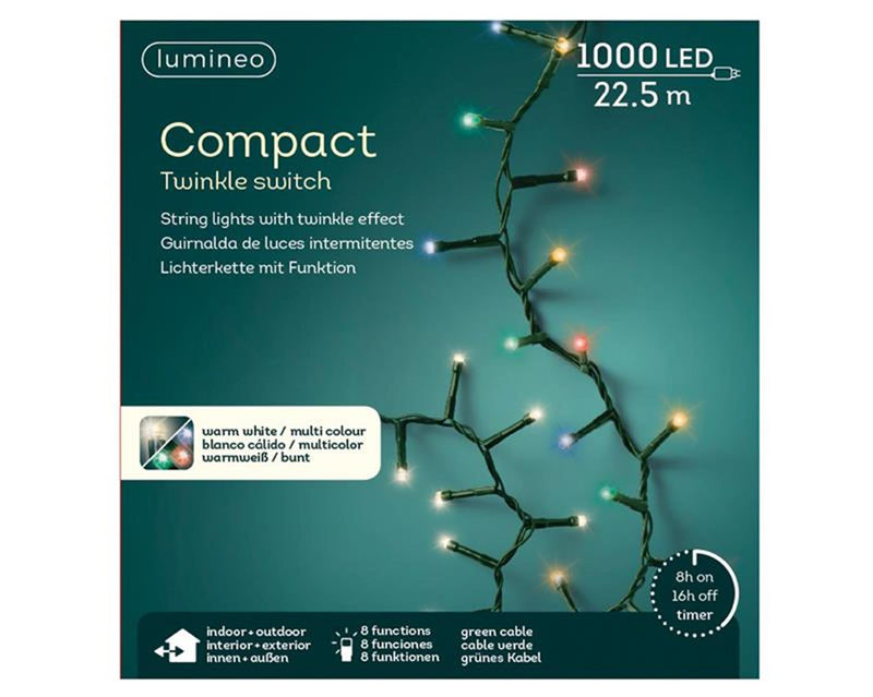 Chargez l'image dans la visionneuse de la galerie, Lumineo led compact lights twinkel 1000l 2250cm colour changing. 8 functie twinkel effect en 8 uur timer