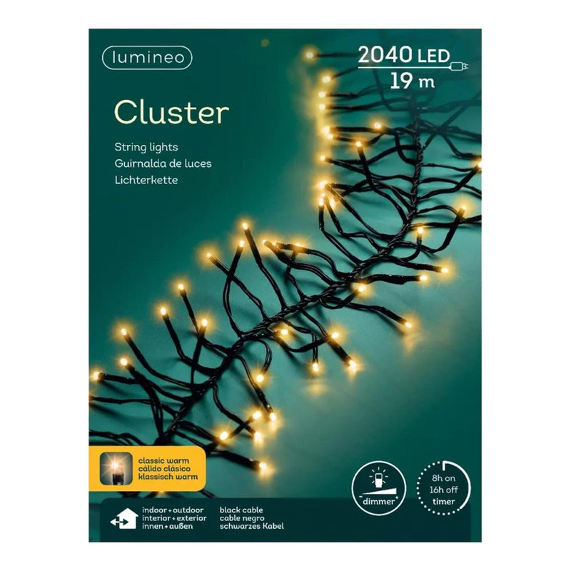 Cargue la imagen en el visor de la galería, Lumineo led cluster verlichting 2040l 19m met dimmer en timer, klassiek warm