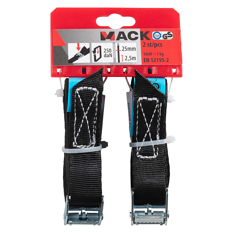 Afbeelding laden in galerijviewer, Mack 1072103 - 2 spanbanden met veerklem 25mm - 2,5m max250kg | 3 stuks