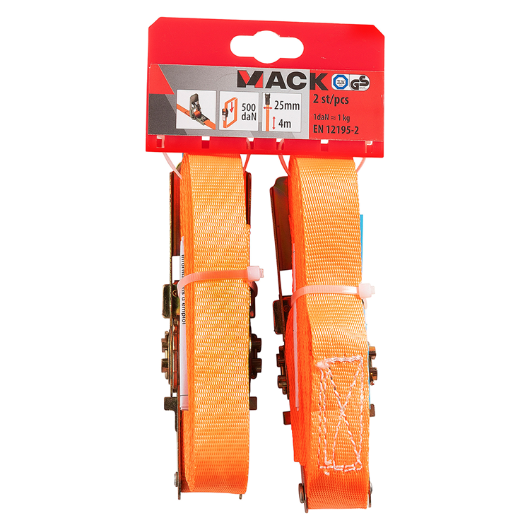Afbeelding laden in galerijviewer, Mack 1072105 - 2 spangordels pe, ratelspanner25mm-4m max 500kg | 5 stuks