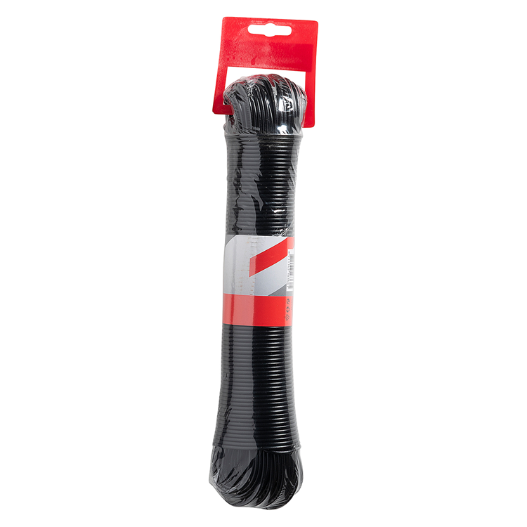 Afbeelding laden in galerijviewer, Mack 1073341 - waslijndraad pp zwart streng 3mm 60m met staaldraad kern | 5 stuks