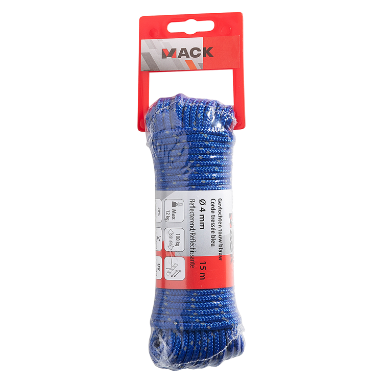 Chargez l'image dans la visionneuse de la galerie, Mack 1072114 - pp gevlochten touw blauw 4mm 15m reflecterend | 5 stuks