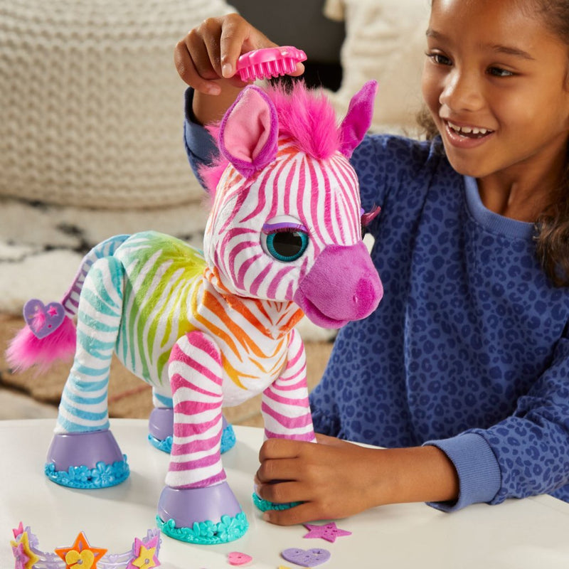 Laden Sie das Bild in Galerie -Viewer, FurReal Friends FurReal Zenya My Rainbow Zebra + Geluid en Accessoires