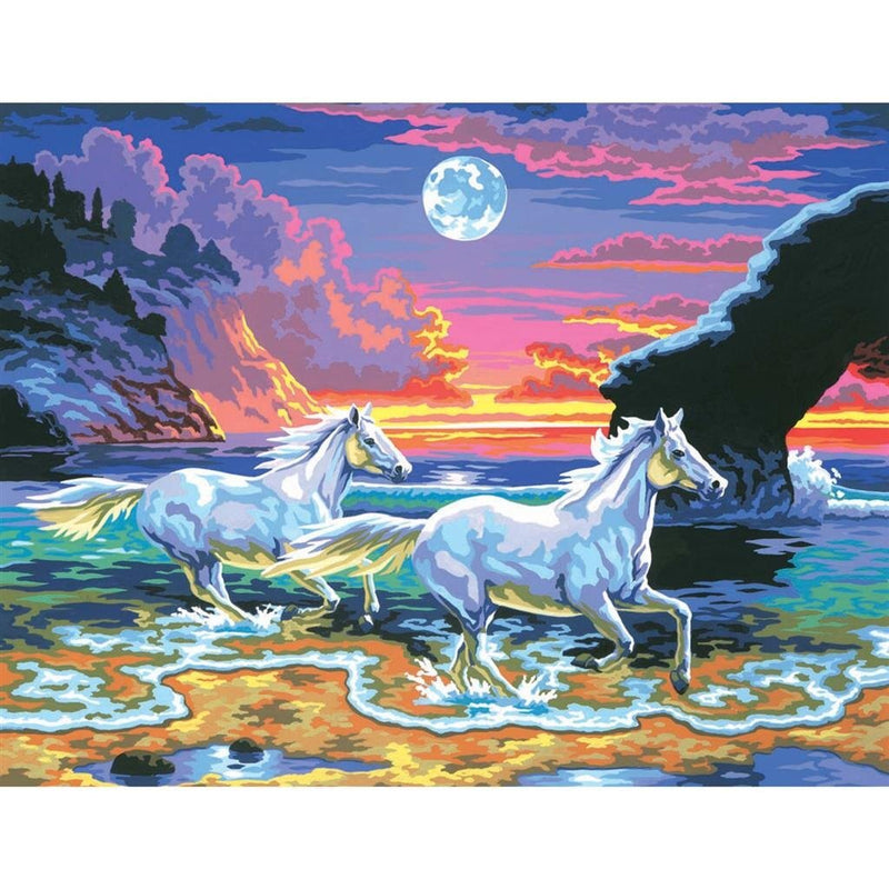 Laden Sie das Bild in Galerie -Viewer, Basic Schilderen op Nummer Paarden op het Strand