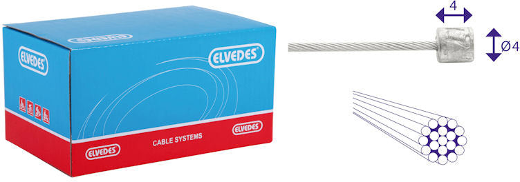 Load image into Gallery viewer, Elvedes schakel binnenkabel 3000mm rvs ø1,1mm shimano sram nippel (op kaart) - zilver