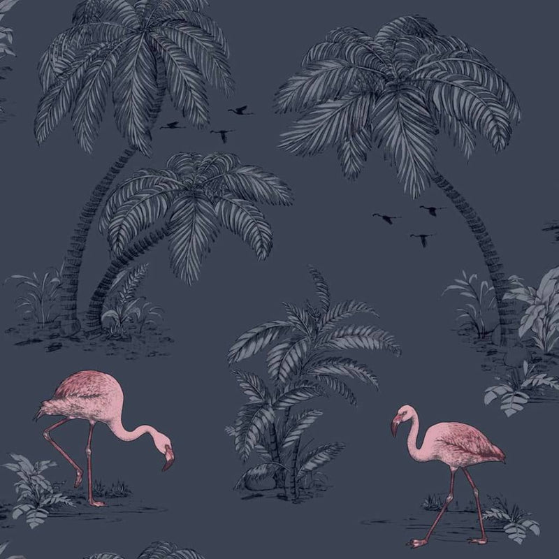 Load image into Gallery viewer, Dutch wallcoverings dutch wallcoverings behang flamingo petrolblauw