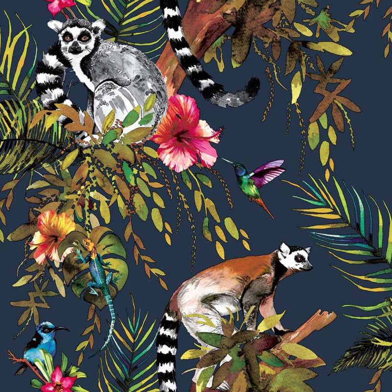 Load image into Gallery viewer, Dutch wallcoverings behang aap petrolblauw