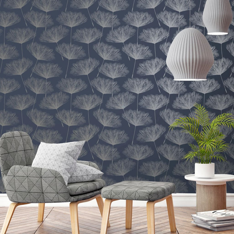 Load image into Gallery viewer, DUTCH WALLCOVERINGS DUTCH WALLCOVERINGS Behang Fleur marineblauw en grijs