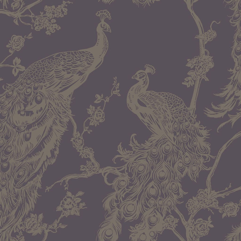 Load image into Gallery viewer, DUTCH WALLCOVERINGS DUTCH WALLCOVERINGS Behang Peacock paars en zilverkleurig
