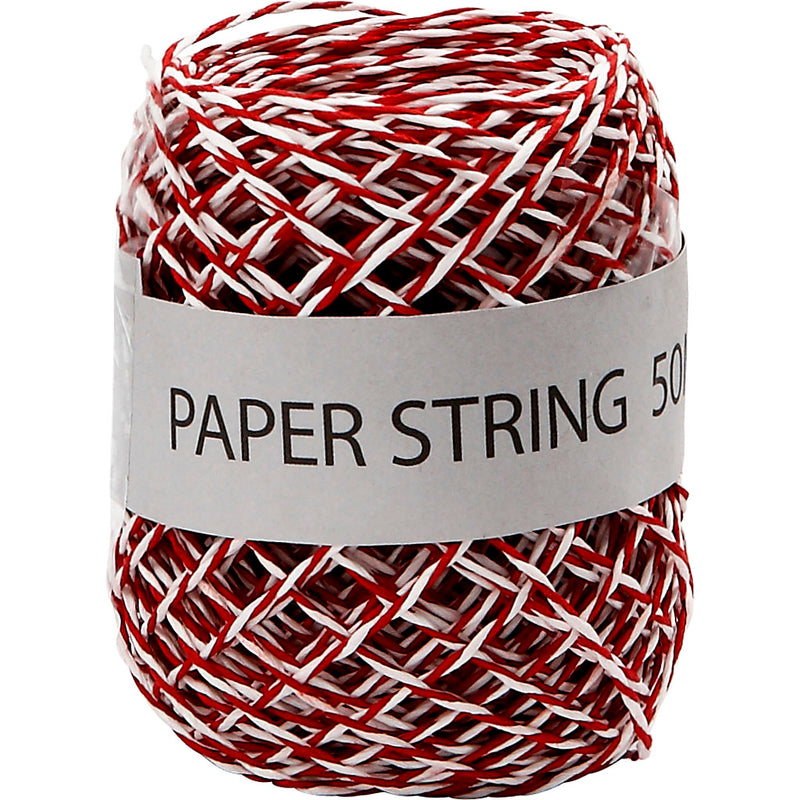 Afbeelding laden in galerijviewer, Https: www.cchobby.nl papierkoord-dikte-1-mm-rood-wit-50-m-1-rol