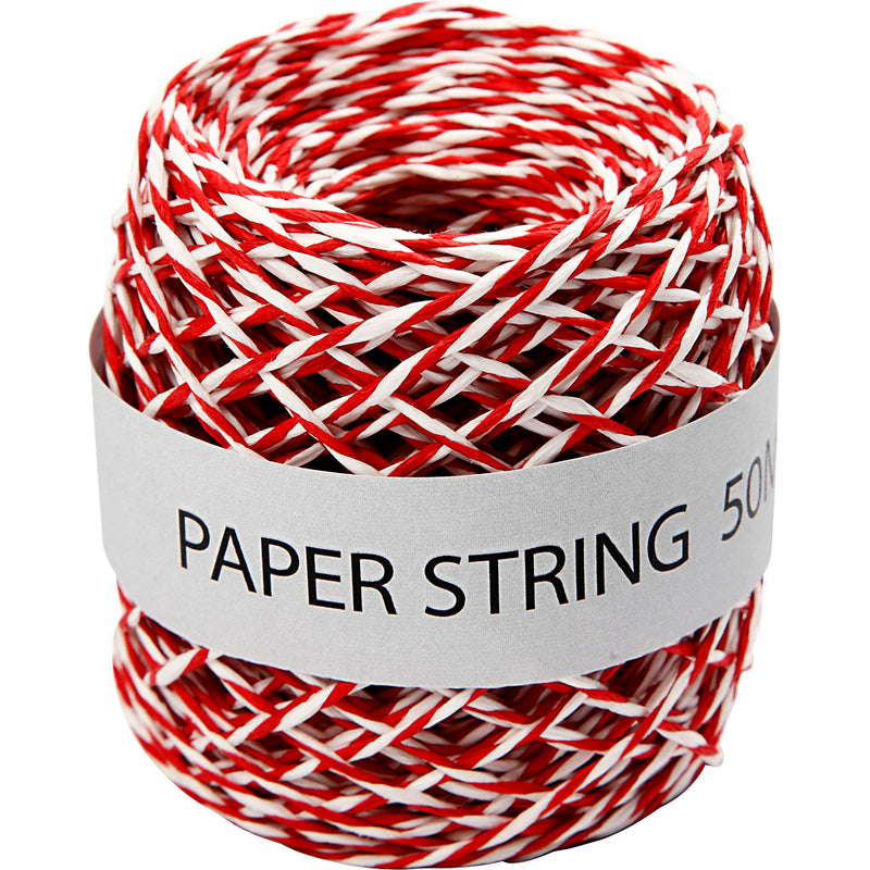 Afbeelding laden in galerijviewer, Https: www.cchobby.nl papierkoord-dikte-1-mm-rood-wit-50-m-1-rol