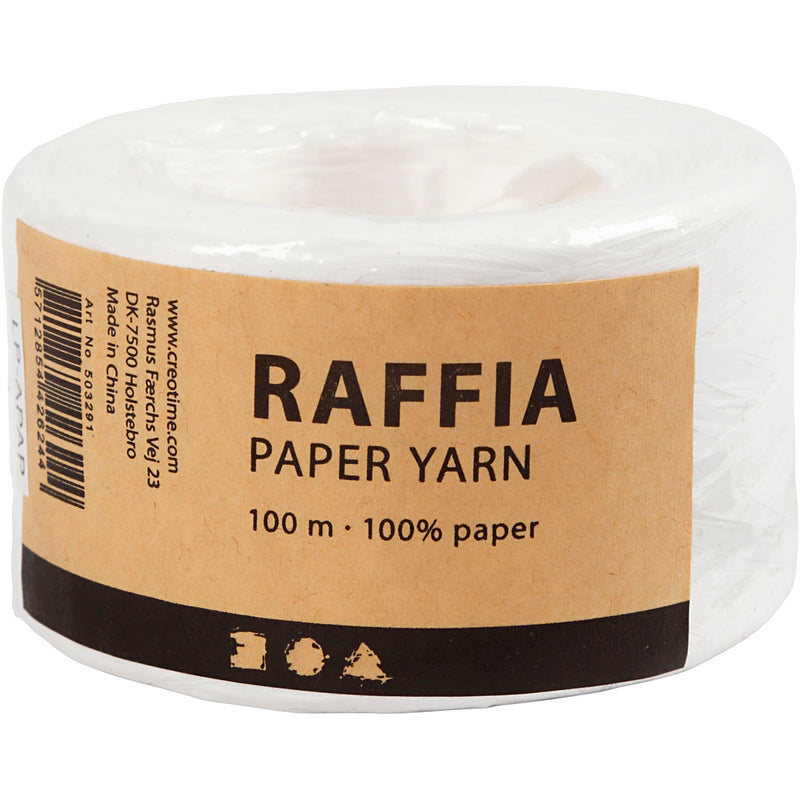 Load image into Gallery viewer, Creativ company https: www.cchobby.nl papier-raffia-garen-b-7-8-mm-wit-100-m-1-rol