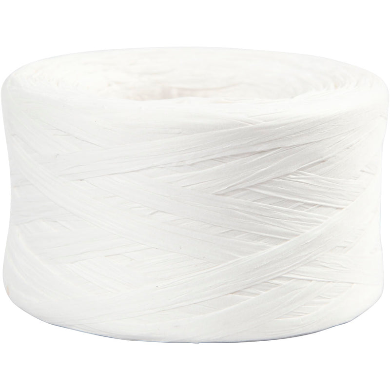 Load image into Gallery viewer, Creativ company https: www.cchobby.nl papier-raffia-garen-b-7-8-mm-wit-100-m-1-rol