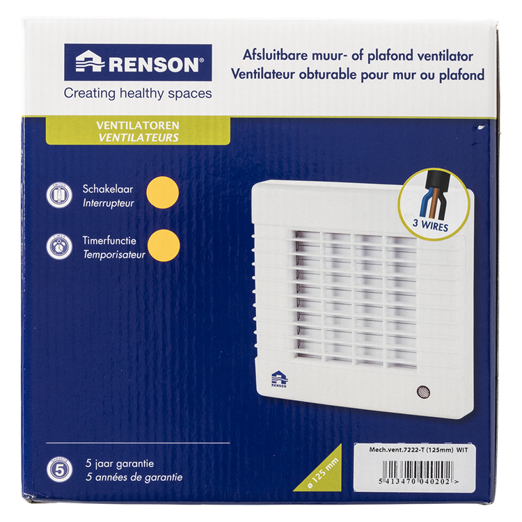 Afbeelding laden in galerijviewer, Renson 1006452 - afsluitbare ventilator met timer 7222t wit ø 125 | 2 stuks