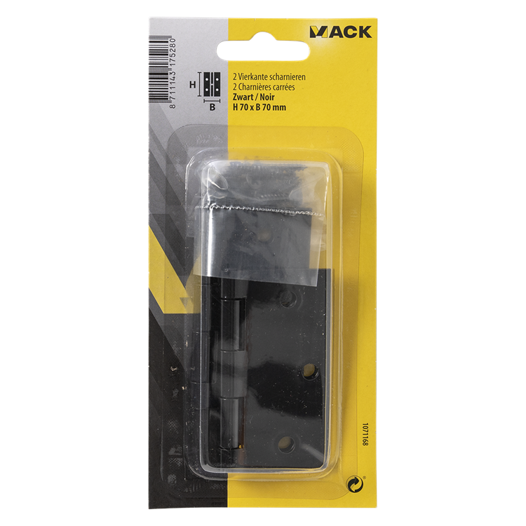ギャラリービューアに画像をロードする, Mack 1071168 - 2 vierkante scharnieren zwart h 70 x b 70 mm | 5 stuks