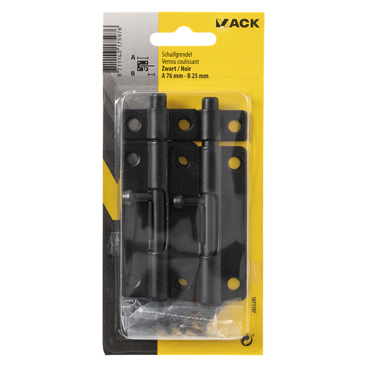 Chargez l'image dans la visionneuse de la galerie, Mack 1071197 - 2 grendels zwart a 76 mm b 25 mm | 6 stuks