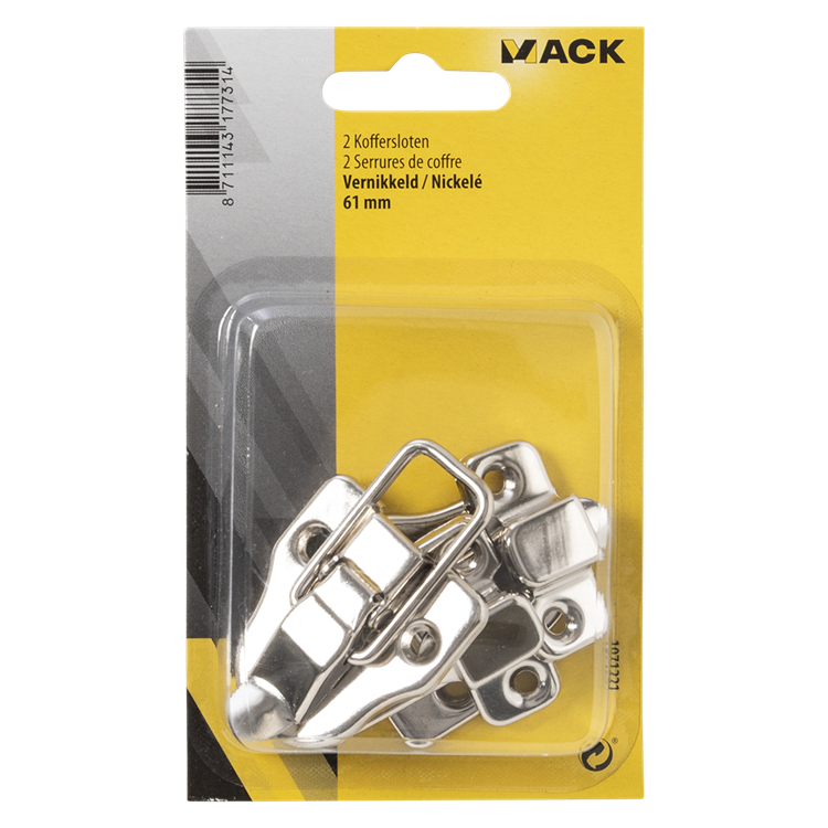 Afbeelding laden in galerijviewer, Mack 1071221 - kofferslot vernikkeld 61 mm | 5 stuks